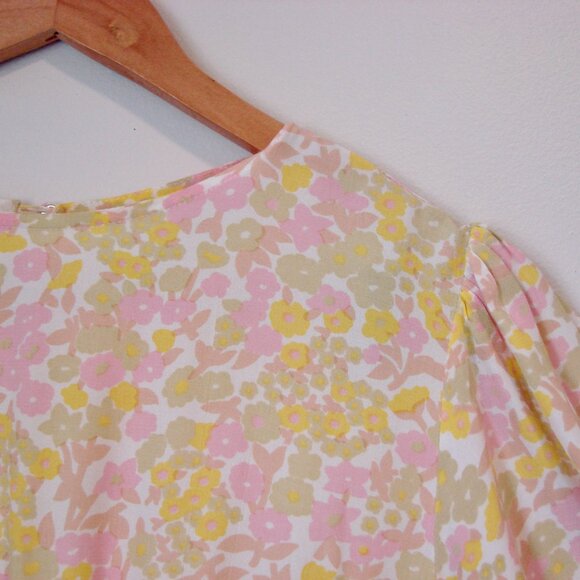 Faithful The Brand Beline Midi Dress Ida Floral Print Pink Yellow Flowy Medium - Picture 5 of 16